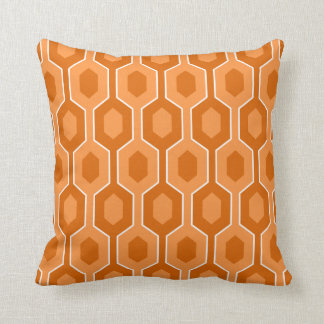 Coussin Conception moderne, orange et blanc d'hexagone