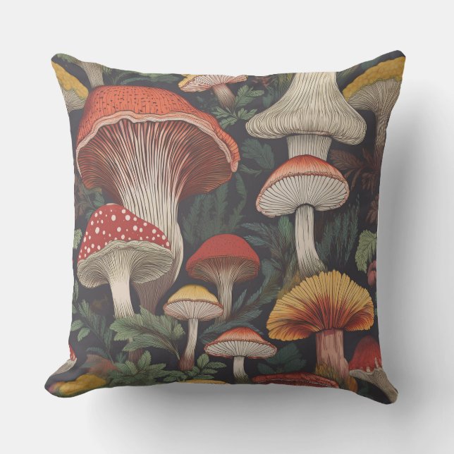 Coussin Conception Motif de champignons Whimsical (Recto)