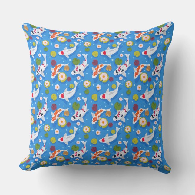Coussin Conception Motif de Koi Fish Blue Pond (Recto)