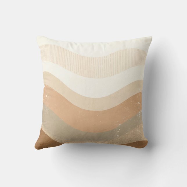 Coussin Conception Neutre Terreux Vagues Mode Rétro (Verso)