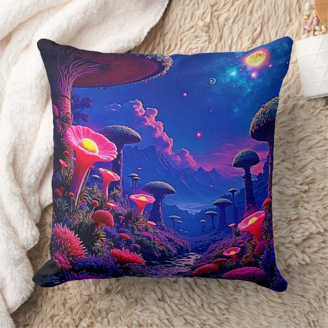 Coussin Conception nocturne de la forêt de champignons enc (Couverture)