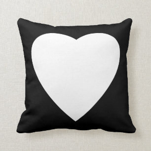 Coussin Conception noire et blanche de coeur d'amour