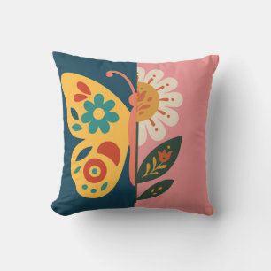 Coussin Conception papillon et fleur colorés