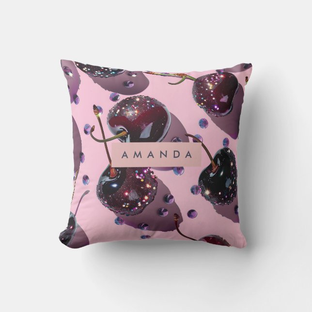 Coussin Conception personnalisée Cherry Glam Sparkle (Recto)