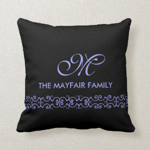 Coussin Conception pourpre de monogramme de famille de