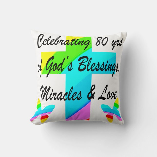 COUSSIN CONCEPTION RELIGIEUSE PERSONNALISÉE POUR LE 80E AN (Recto)