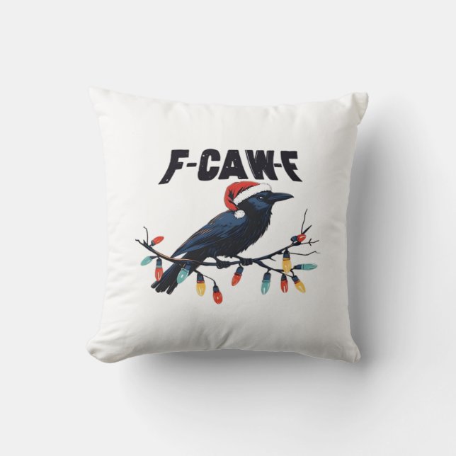 Coussin Conception Rétro Classique de Noël de Corbeau Drôl (Recto)