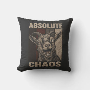 Coussin Conception rétro drôle de chèvre hurlante de chaos