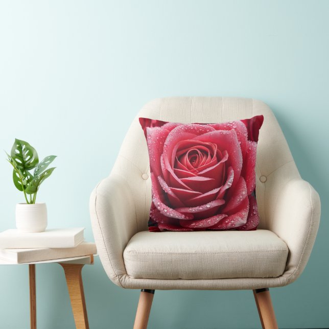 Coussin Conception Rose unique générée par l'IA avec oreil (Chaise)