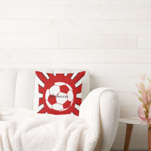 Coussin Conception rouge et blanche personnalisée du