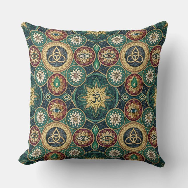 Coussin Conception Sacrée Mystique - Motif de Mandala Spir (Recto)