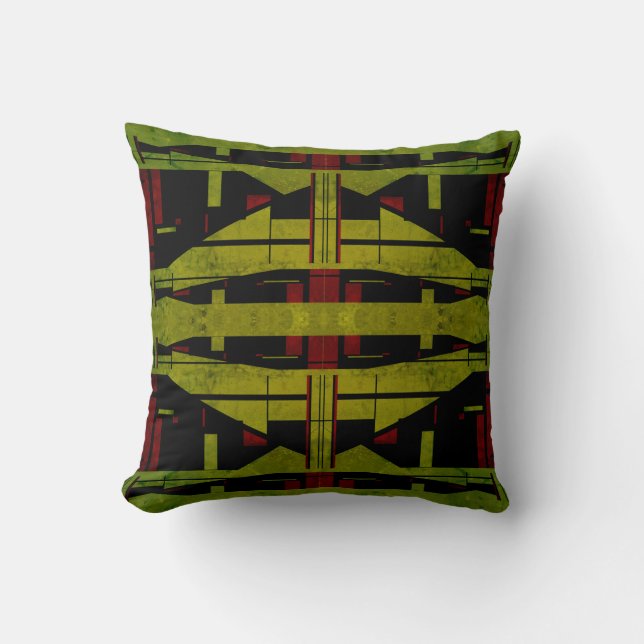 Coussin Conception symétrique Olive Green Black Red Tiered (Recto)
