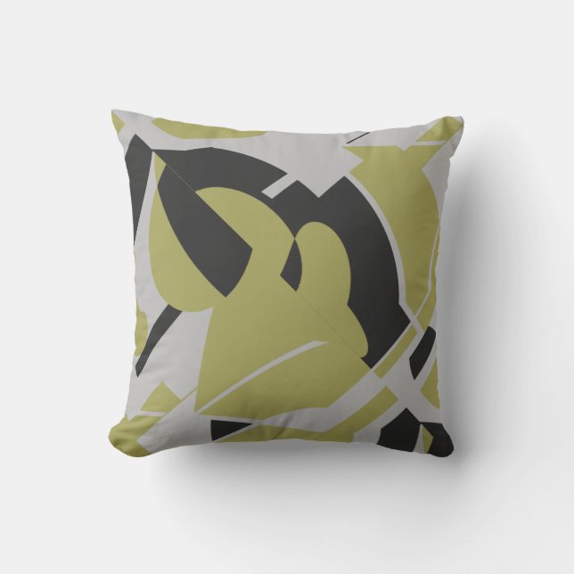 Coussin Conception tournoyante gras vert olive gris noir (Recto)