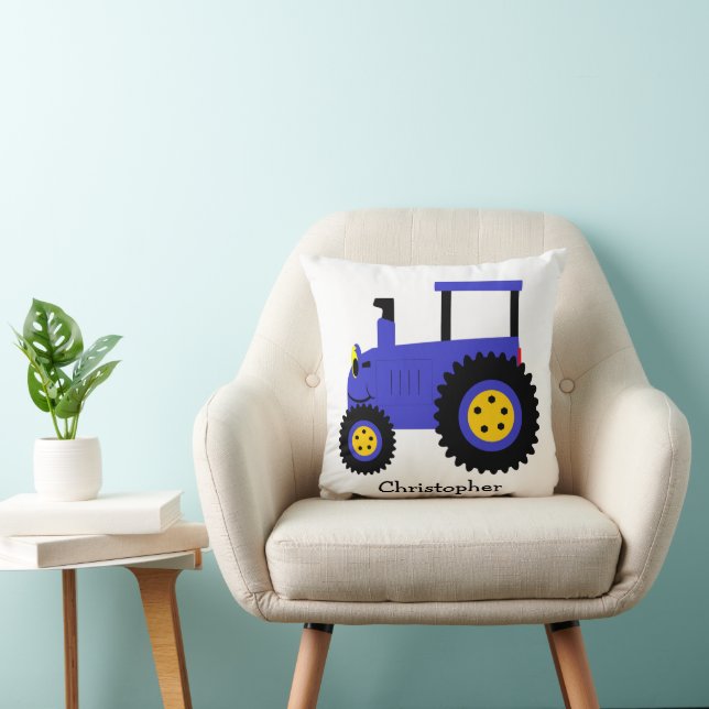 Coussin Conception Tracteur Bleu Personnalisée (Chaise)