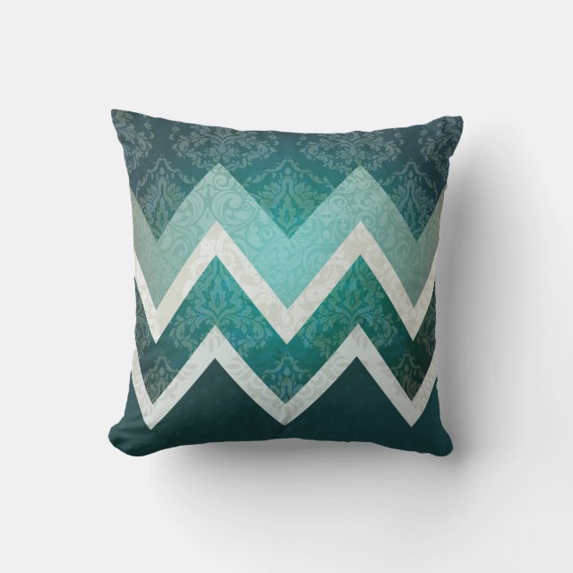 Coussin Conception Turquoise d'Aqua Chevron (Recto)