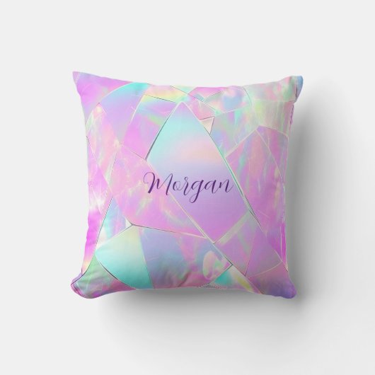 Coussin Conception turquoise et rose Iridescente, nom du s (Recto)