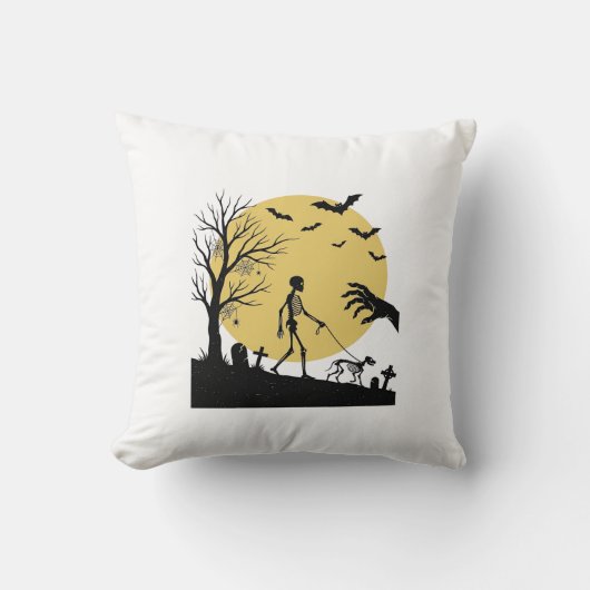 Coussin Conception vectorielle de chien squelette de Hallo (Recto)