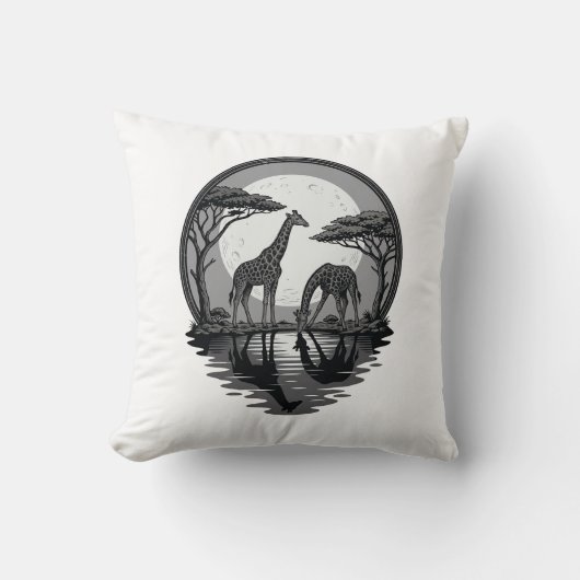 Coussin Conception vectorielle de safari silhouette de gir (Recto)