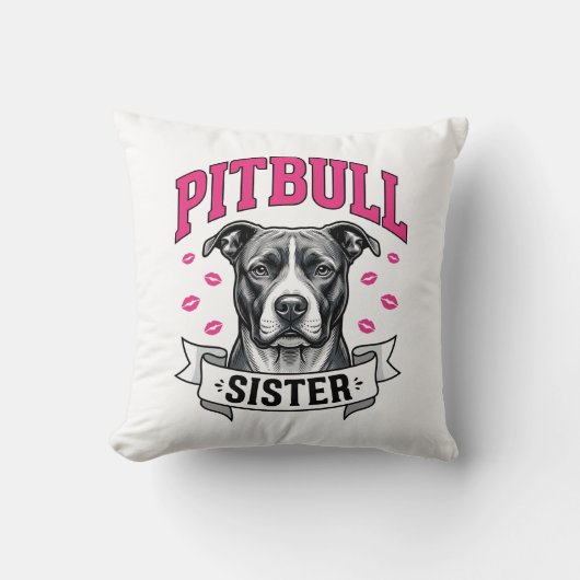 Coussin Conception vectorielle de sœur Pitbull amateur de  (Recto)