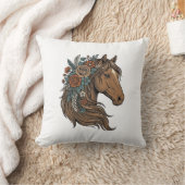 Coussin Conception vectorielle de tête de cheval floral vi (Couverture)