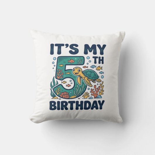 Coussin Conception vectorielle sous-marine de tortue marin (Recto)