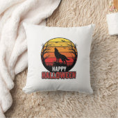 Coussin Conception vectorielle vintage loup hurlant joyeux (Couverture)