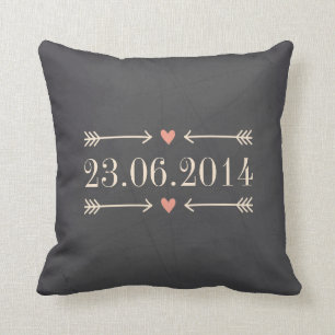 Coussin Conception vintage de jour du mariage de style de