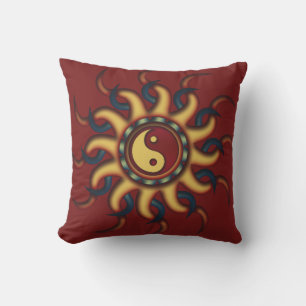 Coussin Conception Yin Yang Marron
