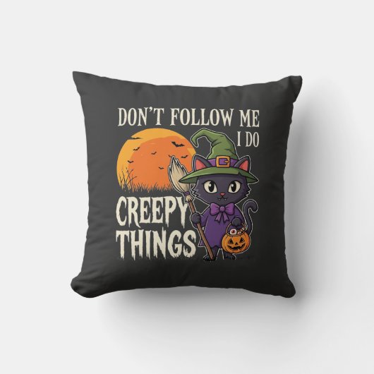 Coussin Conceptions de chat de sorcière d'Halloween de cho (Recto)
