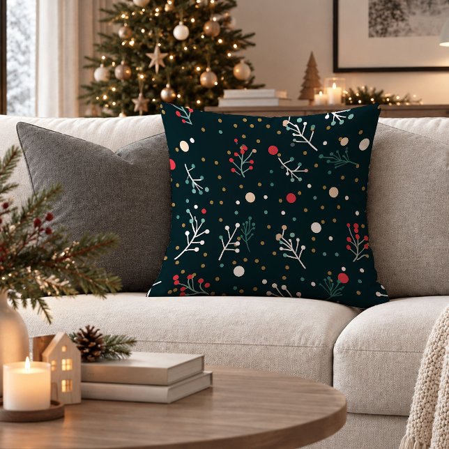 Coussin Conceptions d'oreillers pour sapins de Noël abstra (Contemporary Abstract Christmas Trees Pillow Design)
