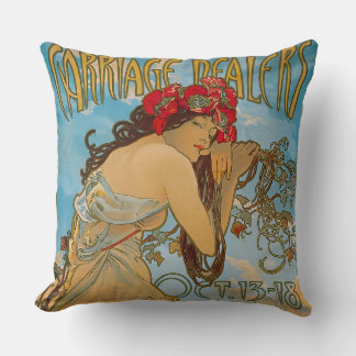 Coussin Concessionnaires de transport par Alphonse Mucha (