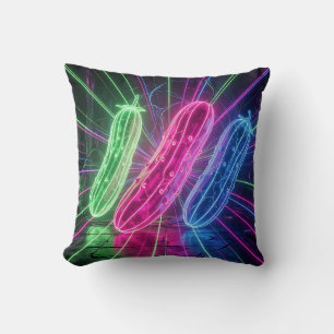 Coussin Concombres Néon Cyberpunk Lumineux