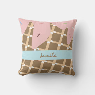 Coussin Cône de glace estivale dégoulinant de paillettes r