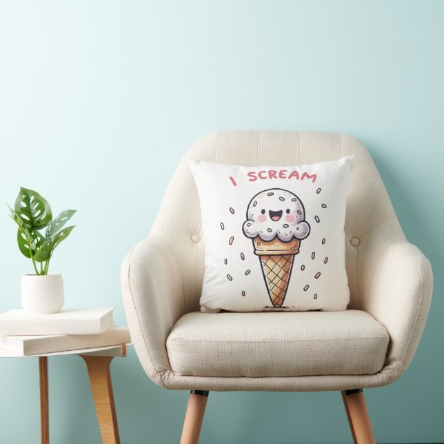 Coussin Cône de glace I Scream avec paillettes (Chaise)