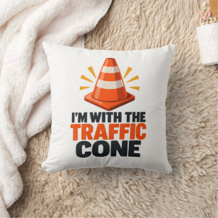Coussin Cône de signalisation Je suis avec l'humour de côn