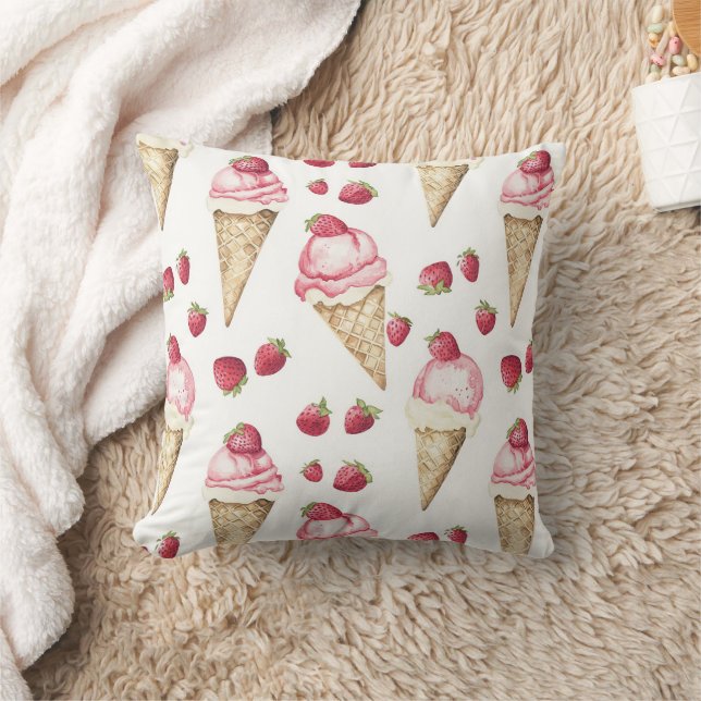 Coussin Cônes de glace à la fraise (Couverture)