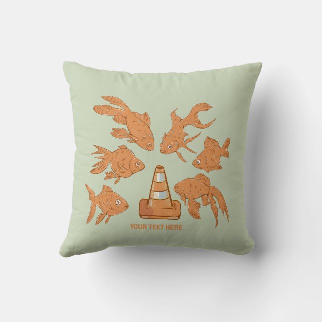 Coussin Cônes de la route et poisson rouge orange (Verso)