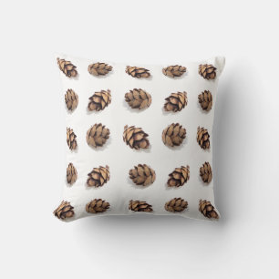 Coussin Cônes de pin miniatures sur motif blanc