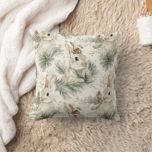 Coussin Cônes de pin verts Lapins de Pâques Noël