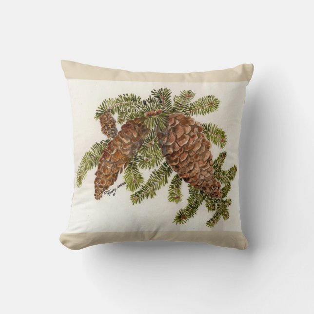 Coussin Cônes et branches de pin (Recto)