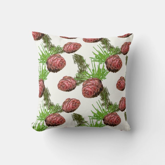 Coussin Cônes et branches du sapin blanc. (Recto)