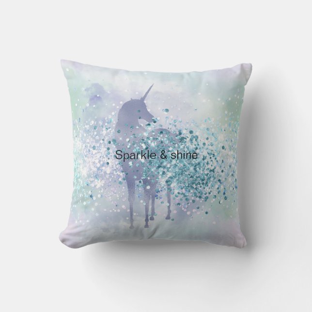 Coussin Confetti de civelle de l'aqua à licorne violette (Recto)