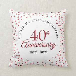 Coussin Confetti des Coeurs de rubis du 40e anniversaire