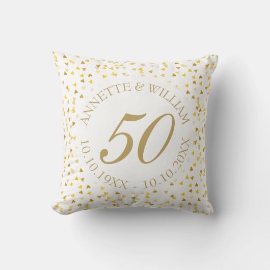 Coussin Confetti du 50e anniversaire du Mariage (Recto)