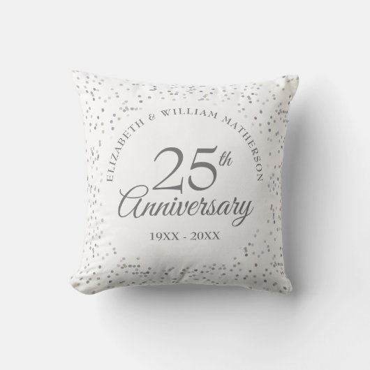 Coussin Confetti photo Mariage d'argent du 25e anniversair (Recto)