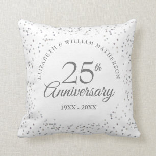 Coussin Confetti pour photo de mariage argenté 25e anniver