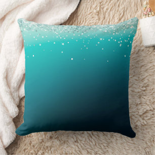 Coussin Confetti turquoise en argent