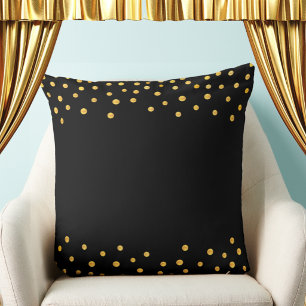 Coussin Confettis dorés élégants sur fond noir