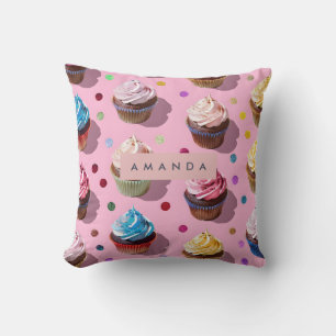 Coussin Confettis Personnalisés pour Cupcakes Arc-en-ciel