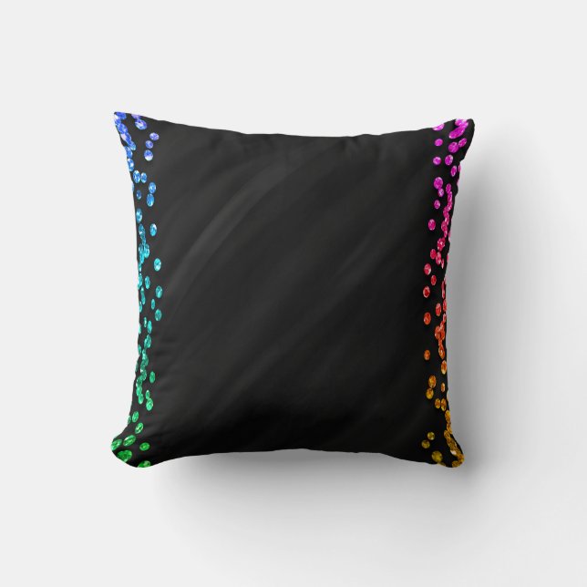Coussin Confettis Points Arc-en-ciel Noir (Recto)